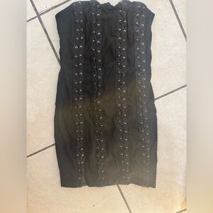 Better Be Black Lace-Up mini dress